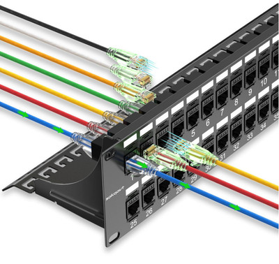 48 Port Cat6 Patch Panel w/ Coupler Keystone, 10G No Punch Down, 19 Inch Rack 2U