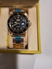 Invicta New Gold Pro Diver Wrist Watch For Men With Black Face