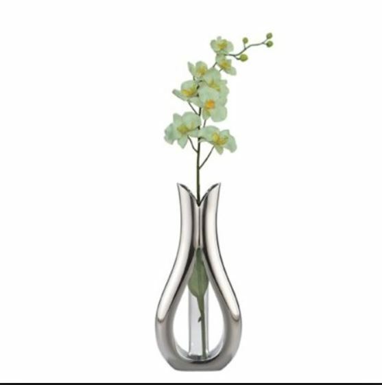 Nambe Bud Vase W Silk Orchid Glass Tube Design By Steve