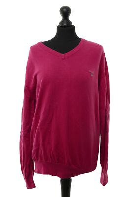 Gant Damen Pullover Pulli L pink leicht V-Ausschnitt Feinstrick 100% Baumwolle