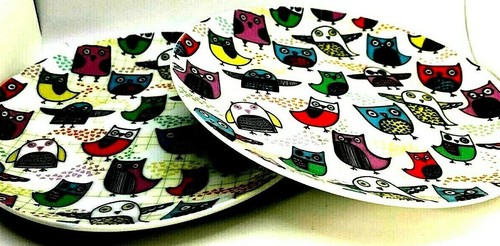 OWL Dessert Salad Bread Plates Set (2 Plates) Creative Tops Pop Art Retro 7.5 in - 第 4/6 張圖片