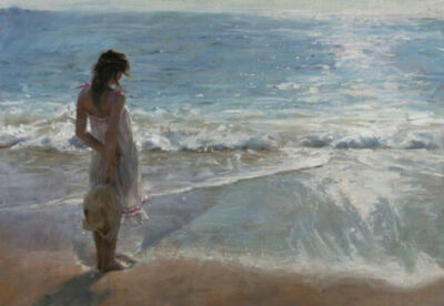 CHOP0327B 100% handmade painted girl by the sea oil painting art on canvas