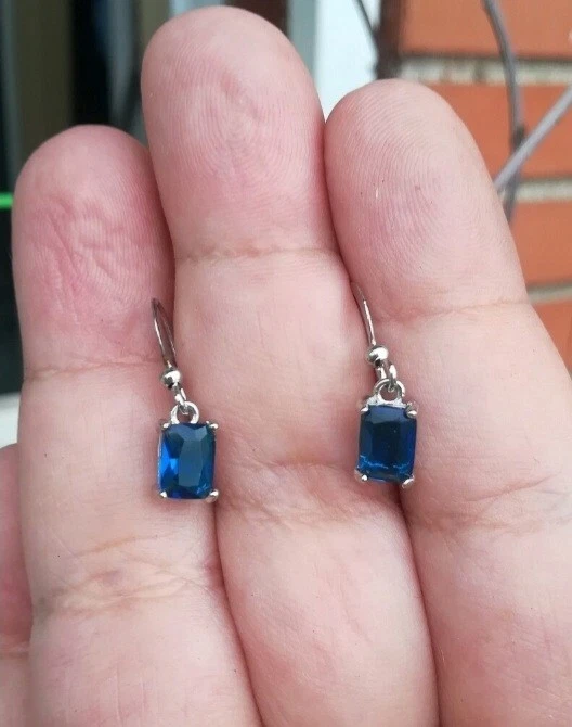 ORECCHINI DONNA ZAFFIRO BLU NATURALE 1.9 CTW IN ARGENTO 925 PENDENTI IDEA REGALO - Immagine 4 di 4