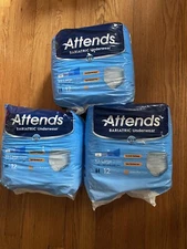 3 - 12 Count Packs ATTENDS Adult Bariatric Incontinence Underwear XX-Large New