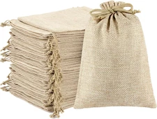 75Pcs Small Burlap Gift Bags with Drawstring DIY Craft Bag for Party Wedding