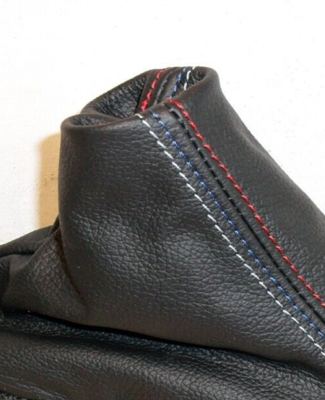 Genuine Leather Brake Lever Headset Cover For BMW 1 Series (E87) – Black With Msport Stitching – Made In Italy