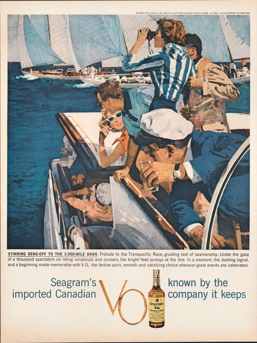 1959 Seagram's VO Canadian Whisky Vintage Print Ad Yachting