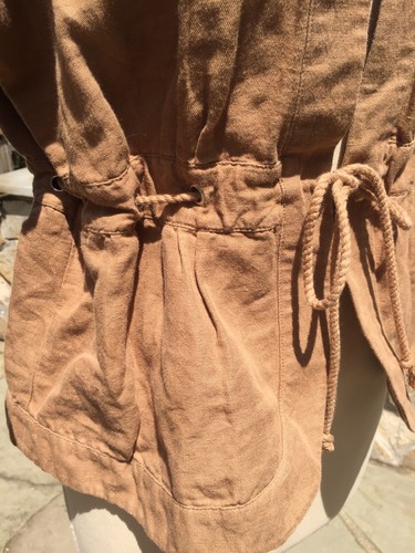 Gap Khaki Drawstring Linen/Cotton Collarless lightweight Jacket/Blazer LARGE - Picture 4 of 10
