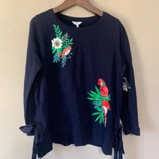 Crown & Ivy NWT Floral Parrot Navy Tunic Size XXL