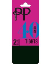 Pretty Polly Opaque Tights Ladies 40 Denier Everyday Hosiery (2 Pack)