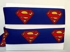 SUPERMAN SUPER HERO BLUE 1.5" Grosgrain Ribbon Various Yards SHIP FROM USA