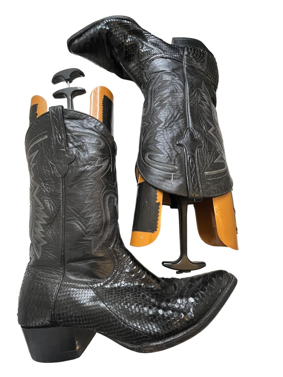 RARE? CUADRA Western Boots Black Leather Snake Skin Boots  display picture 3