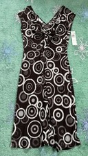 NEW London Times Women’s Size 10 Dress - Brown & White Geometric Print