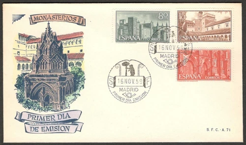(AOP) Spain 1959 Monasteries FDC