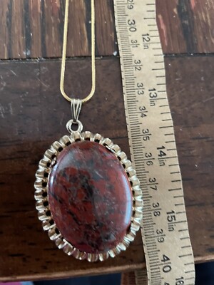 40X30mm Red Jasper GP 18  Snake Chain Necklace