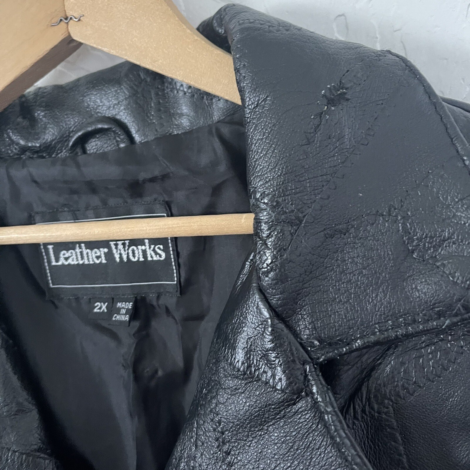 Vintage Jacket Size 2X Plus Patchwork Black Leath… - image 8