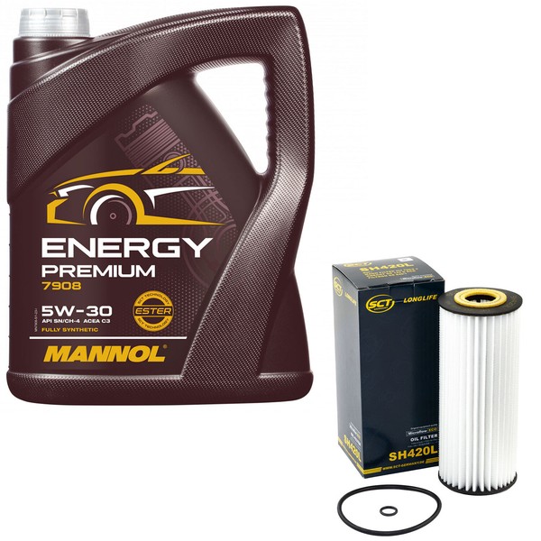 MotoröL Set 5W-30 5 Liter + ÖLfilter SH420L FüR Audi A3 Seat Leon Skoda VW Golf-image