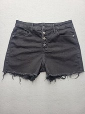 Old Navy Women Shorts 12 Black Mid Rise Cut-Off Jean 3 in Raw Hem Solid Classic