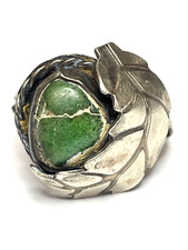 Vtg Native American Green Turquoise Sterling Silver Ring Sz 6.25