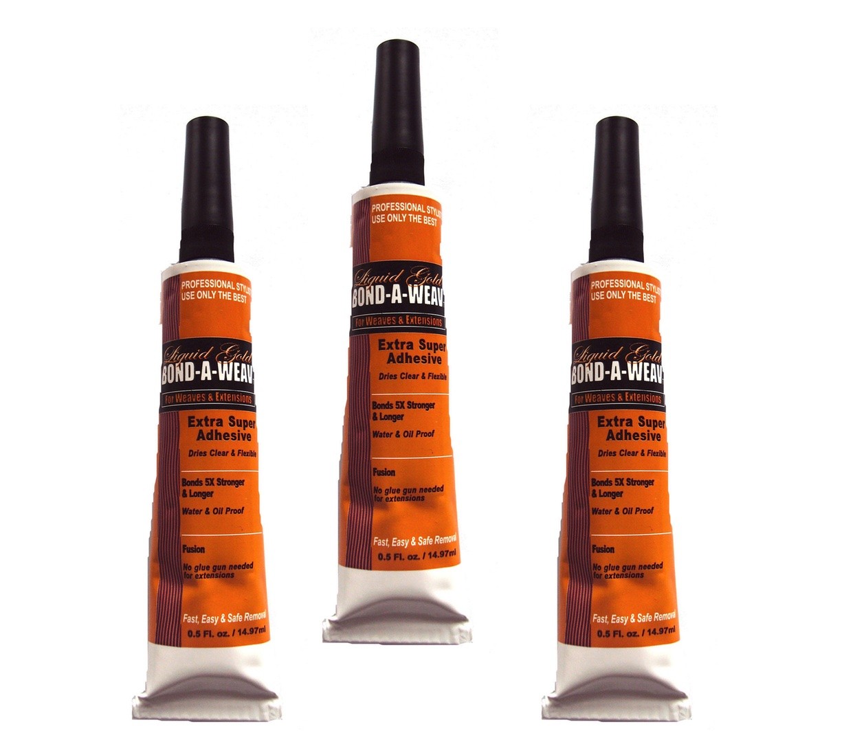 3 x Liquid Gold Glue 1 oz Tube Hair Extension Fusion Bonding Glue