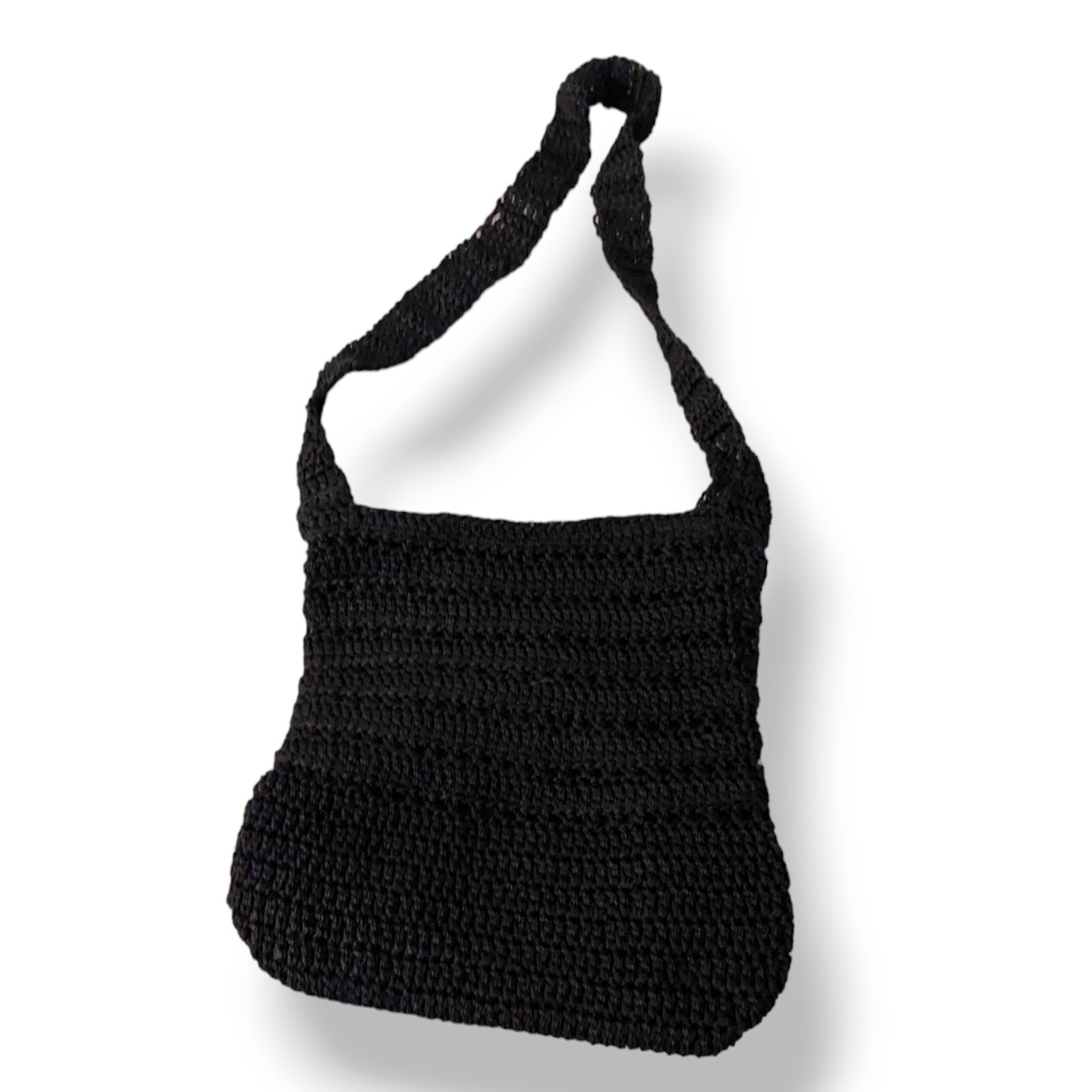 Crossbody Shoulder Bag Crochet Purse Handbag Knit-Zippered Black One Size