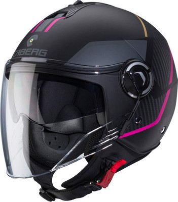 Caberg Riviera V4X - Geo Matt Black Fuchsia Anthracite - Jet Helmet Double Visor