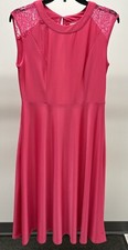 NEW YORK & CO STRETCH PINK DRESS W/ LACE SHOULDERS SIZE S STUNNING
