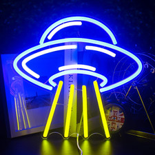 UFO Alien Spaceship LED Neon Light Signs Blue Yellow Neon Acrylic Wall Light Sig