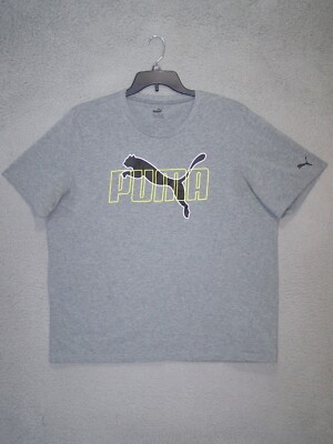 Puma Shirt Adult XXL 2XL Gray Big Cat Logo Short Sleeve Athleticwear Sports Mens