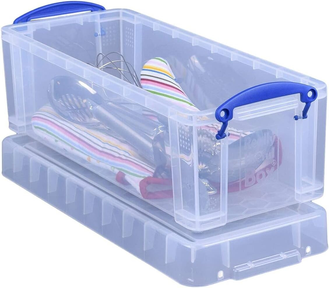 Really Useful Box Plastic Storage Box, 6.5 Liters, 17 1/2" X 7" X 6 1/4", Clear 