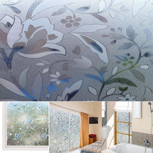 Rainbow Window Film Sticker Privacy Flower Frosted Stained Glass Sticker Decor - Picture 2 of 36