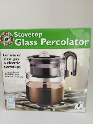 8 Cup Duran Glass Stovetop Percolator Cafe Brew Collection - NEW