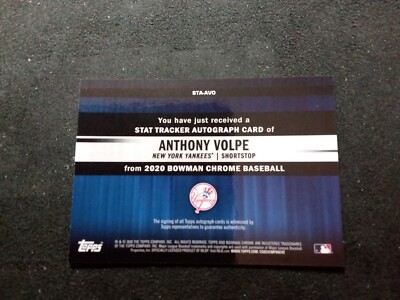2020 bowman chrome auto anthony volpe stat tracker 53/99 | eBay