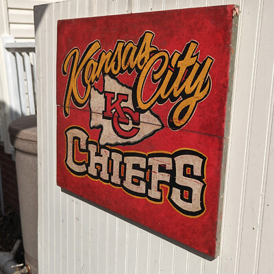 Kansas City Chiefs sign ,hand painted ,wooden ORIGINAL sports art