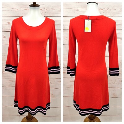 Boden Retro Trudy Stripe Bell Sleeve Wool Blend Mod Knit Sweater Scooter  Dress 6 | eBay