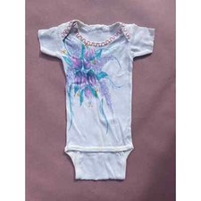 VTG Hand-Painted Purple Floral Baby One Piece
