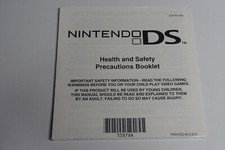 Nintendo DS Health and Safety Precautions 55878A Manual Insert Only Glossy Paper