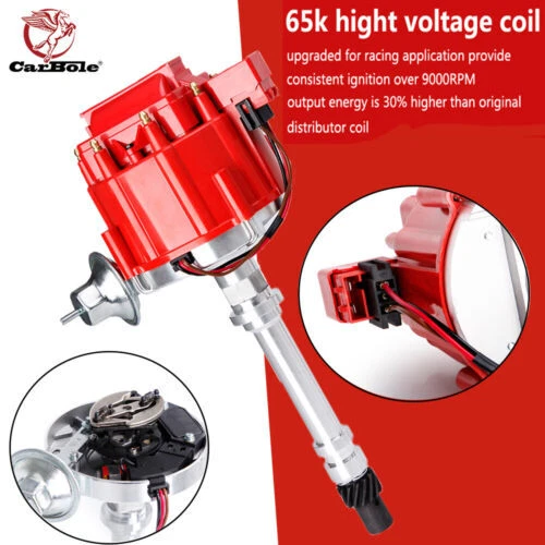 Distribuidor HEI para V8 Chevrolet 283 305 307 327 350 400 396 427 454 SBC BBC rojo Foto 2 de 4