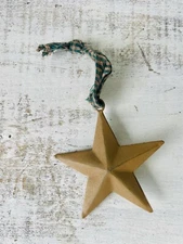 Hanging Metal Star Ornament Mustard 2.75” Primitive Country Farmhouse Decor
