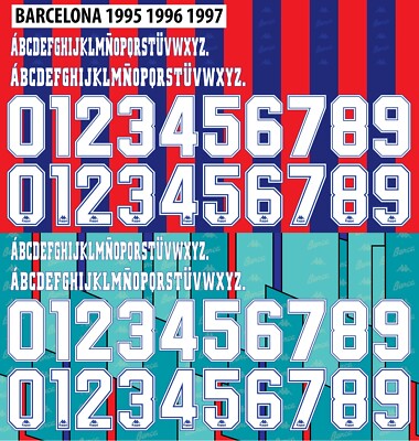 Name&Number Set For Barcelona La League 1995/1996/1997 Home/Away Football