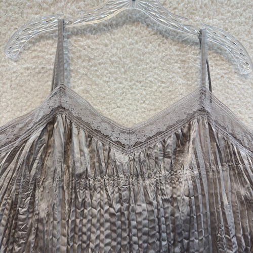 Y2K Vintage Camisole Tank Top XL Silver Satin Lace Boho Fairy Grunge Whimsigoth - Picture 3 of 8