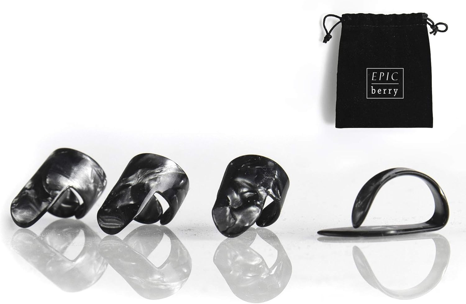 Thumb and Finger Picks - Large Black - Best for Fingerstyle Guitar, Banjo or Uku