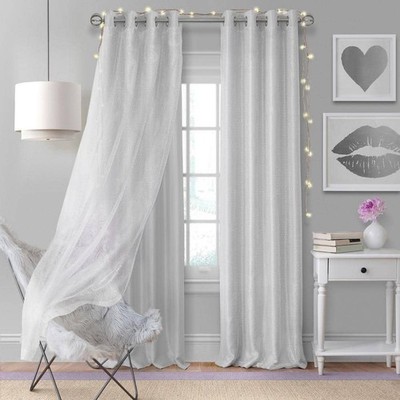 Elrene Pearl Gray Layered Blackout Curtain - 52'' W x 95'' L