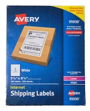 Avery 95930 5.5 in. x 8.5 in. Shipping Labels Bulk - 500 Labels