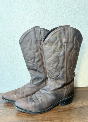 Vintage Western Cowboy Boots SCM3051 Men s 9.5D Brown Leather Distressed
