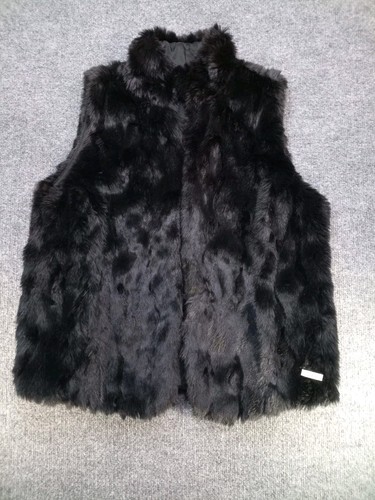 Women’s Black Faux Fur Vest Sleeveless Plush Shaggy Winter Layering Unbranded