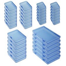 36 PCS Mixed Size Blue Mini Plastic Organizer Storage Boxes with Hinged Lids