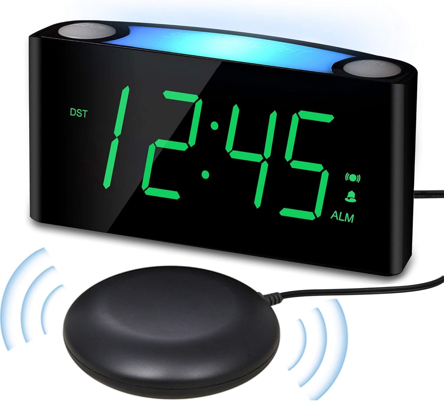 Extra Loud Vibrating Alarm Clock with Bed Shaker for Heavy Sleeper Deaf Hard ...