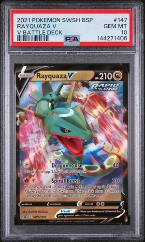 Pokémon Rayquaza V PSA 10 Gem Mint 2021 SWSH147 Battle Deck Rare Low Pop Promo