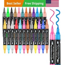 24 Colors Dual Tip Acrylic Paint Marker Pens Set, Multifunctional Acrylic Tip...
